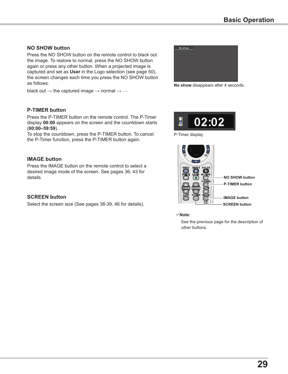 Basic operation | Sanyo PLC WXU700A User Manual | Page 29 / 85