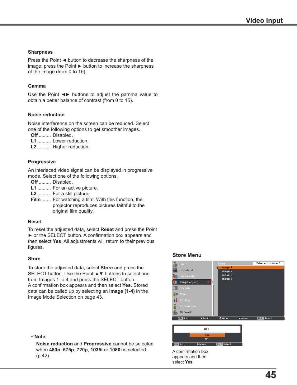 Video input | Sanyo PLC WXU700A User Manual | Page 45 / 85