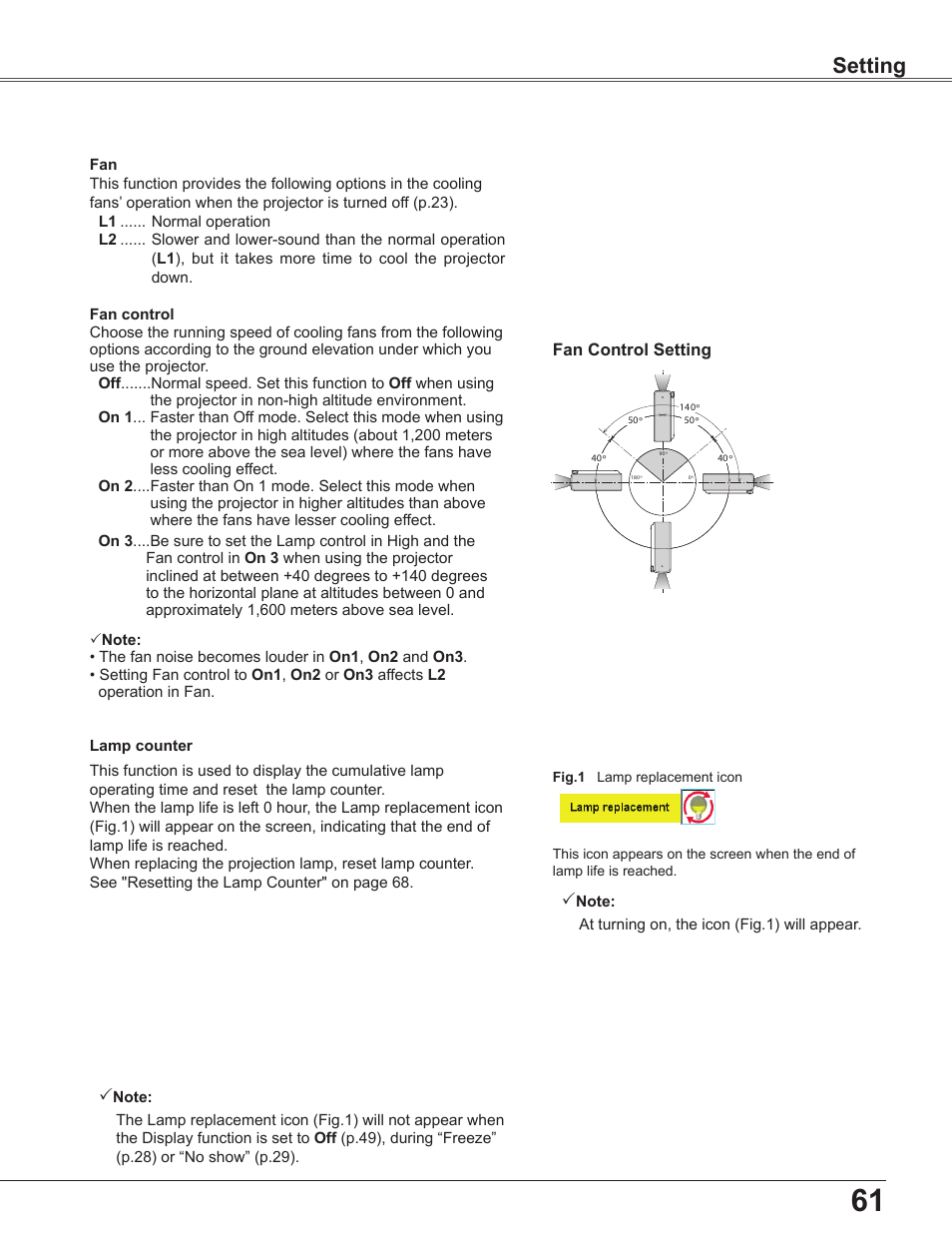 Setting | Sanyo PLC WXU700A User Manual | Page 61 / 85