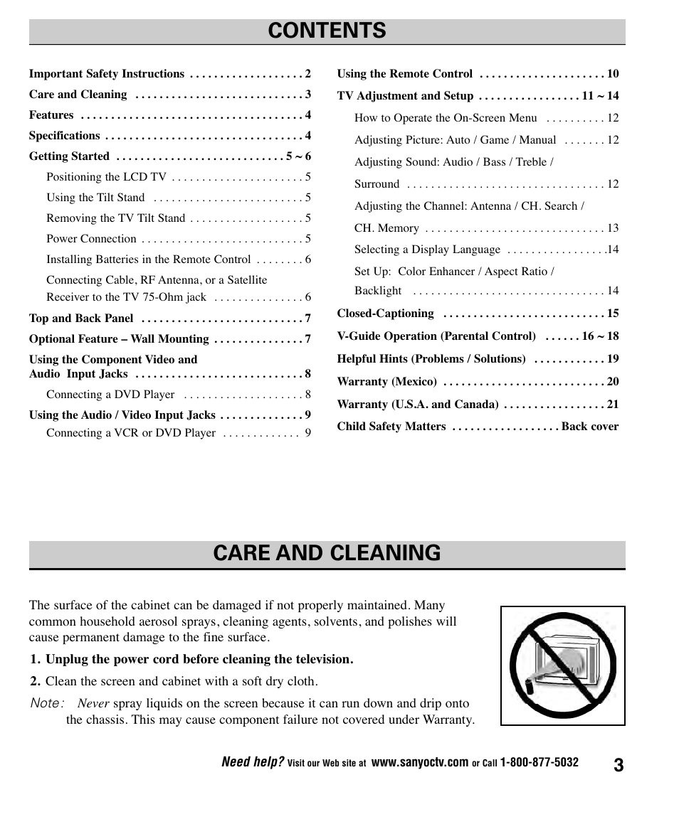 Sanyo CLT1554 User Manual | Page 3 / 60