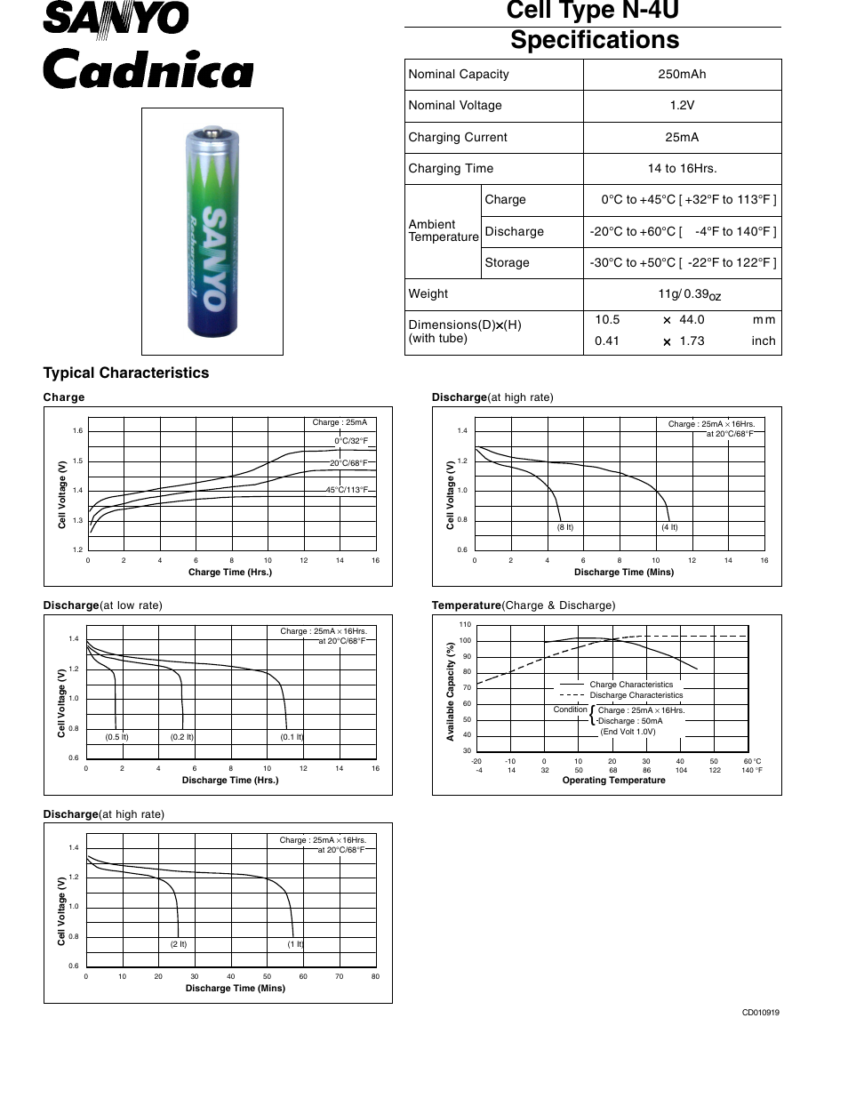 Sanyo Cadnica N-4U User Manual | 1 page