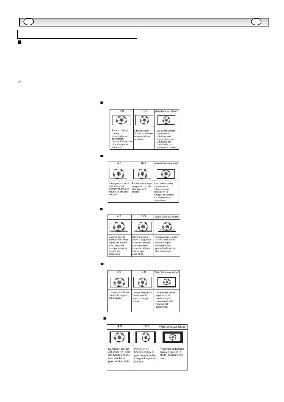 Fonctionnement, Sélection de la taille de l'image, Options d’écran | Sanyo CE42LM5WP User Manual | Page 21 / 87
