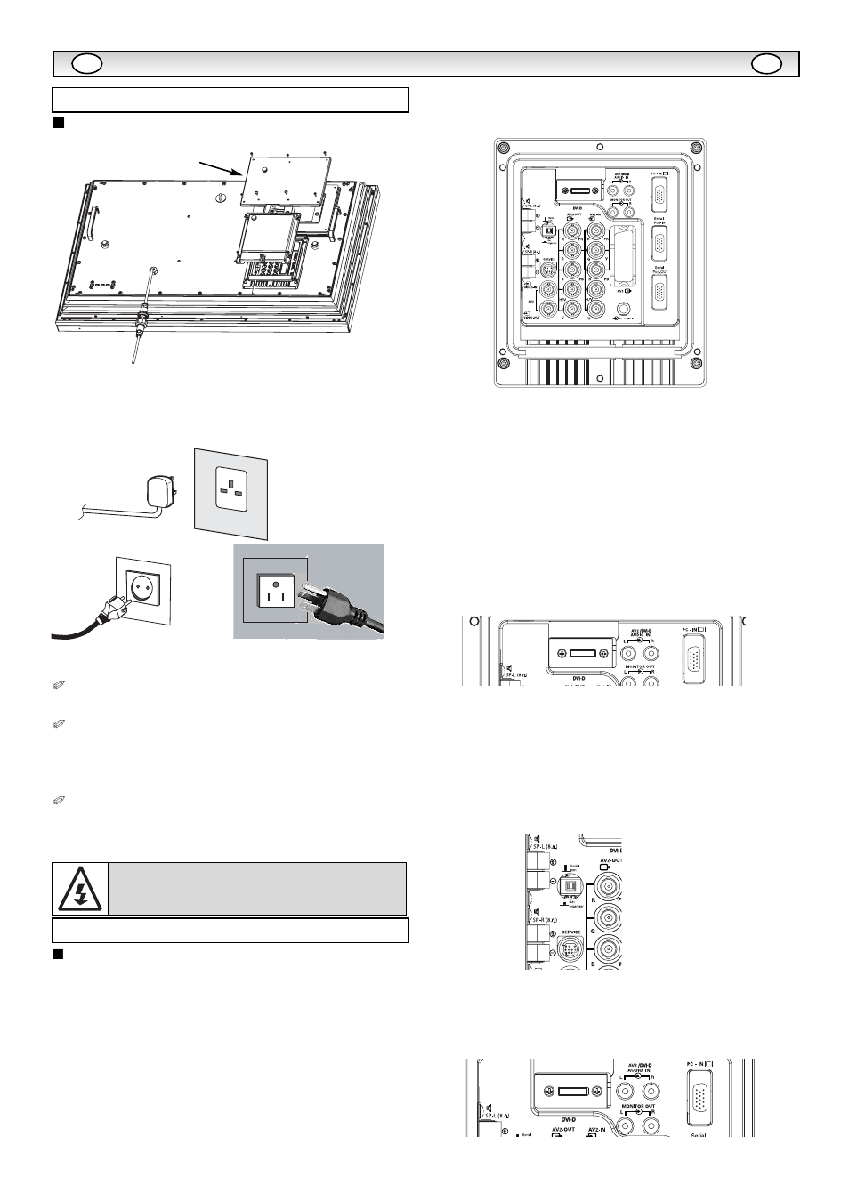 Inst, Inst alla alla tie tie, Stap : 1 netaansluitingen | Stap : 2 aansluitingen, Waarschuwing, Pj-net | Sanyo CE42LM5WP User Manual | Page 36 / 87