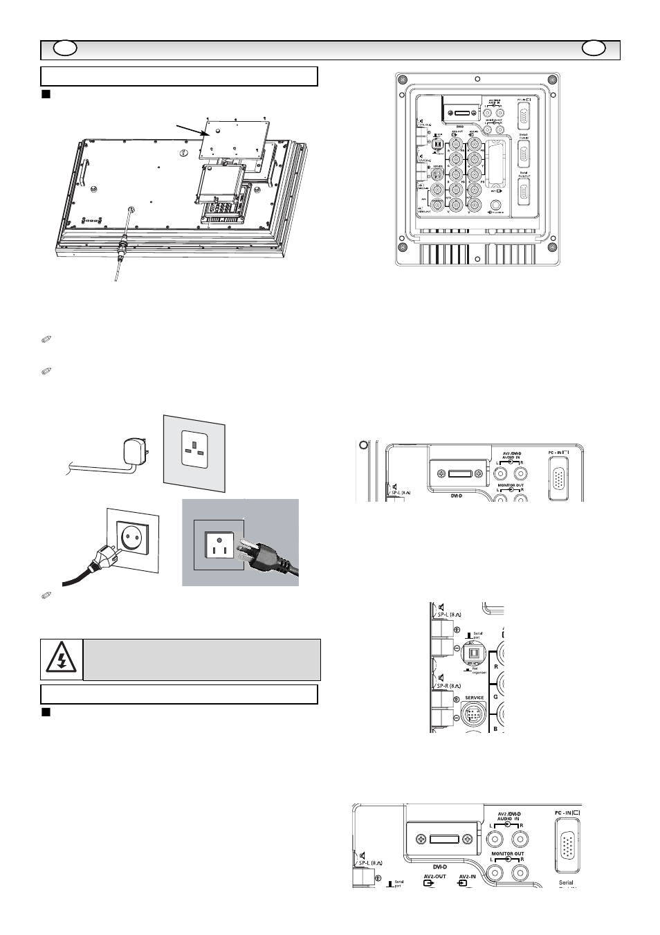 Inst, Inst alla alla tion tion, Step : 1 mains connection | Step : 2 connections | Sanyo CE42LM5WP User Manual | Page 5 / 87