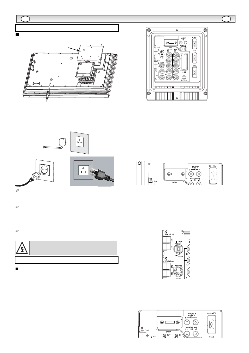 Inst, Inst alación alación, Paso 1: conexión a la alimentación | Paso : 2 conexiones, Pj-net | Sanyo CE42LM5WP User Manual | Page 56 / 87