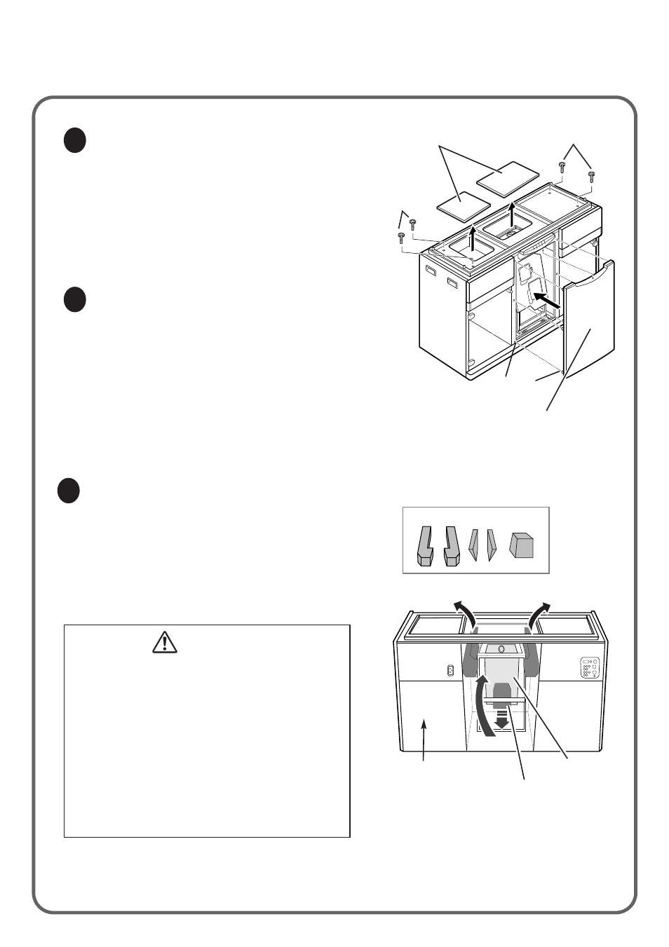 Assemble bottom cabinet, 3caution | Sanyo 710-00792-1 User Manual | Page 3 / 8