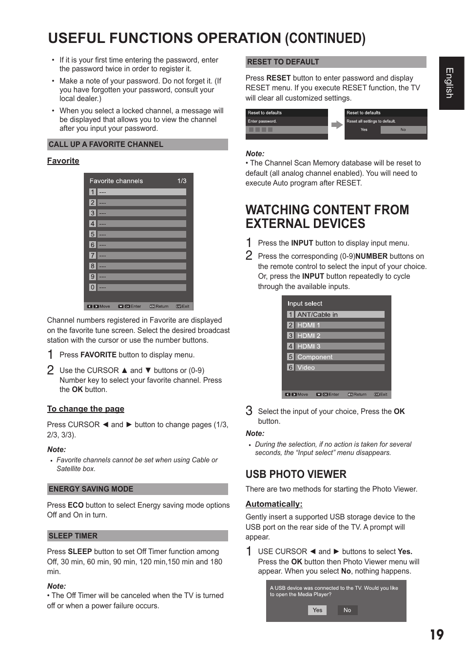 Useful functions operation (continued), Watching content from external devices 1, Usb photo viewer | Sanyo 720P/1080P HDTVLCD DP32242 User Manual | Page 19 / 29