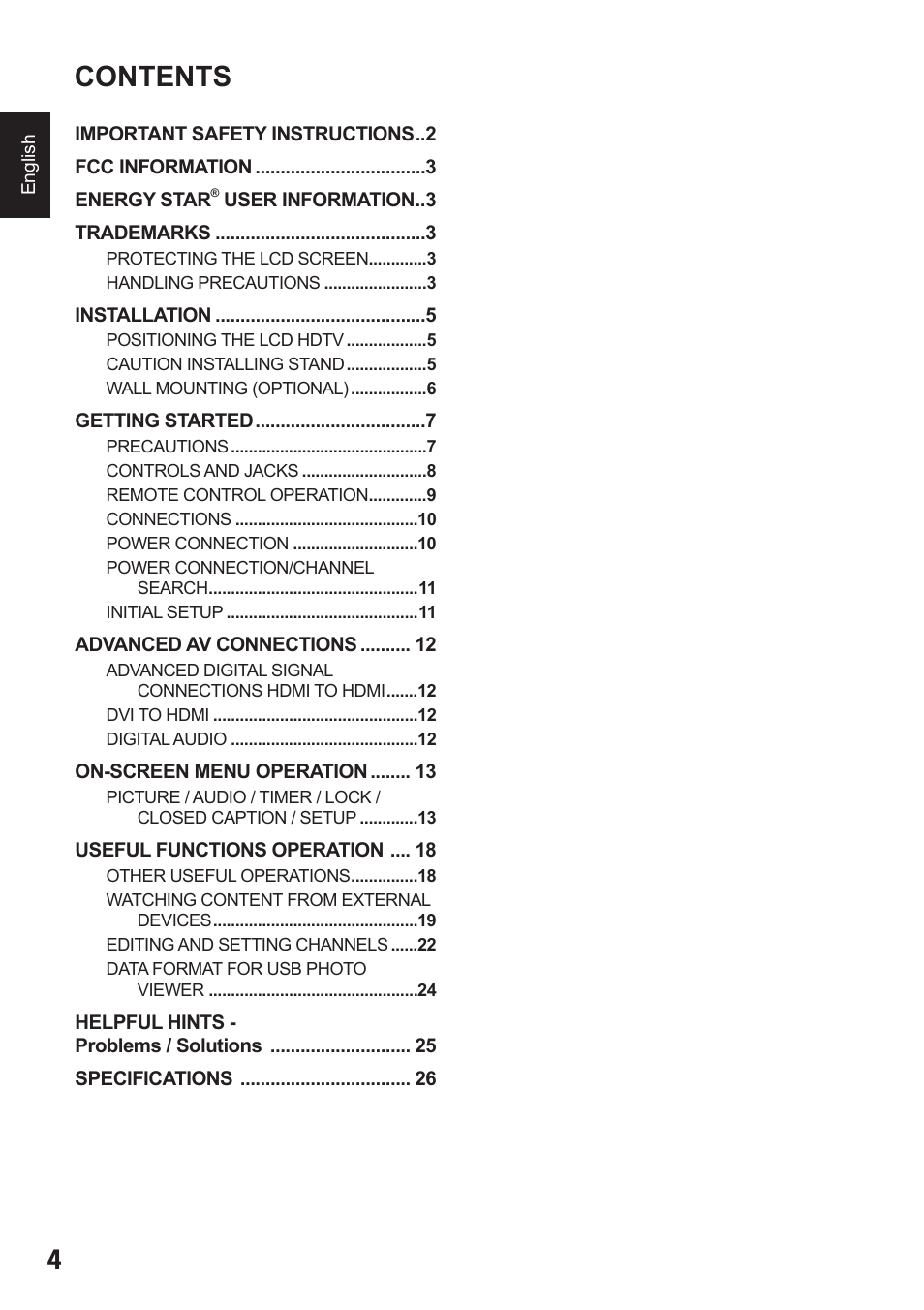 Sanyo 720P/1080P HDTVLCD DP32242 User Manual | Page 4 / 29