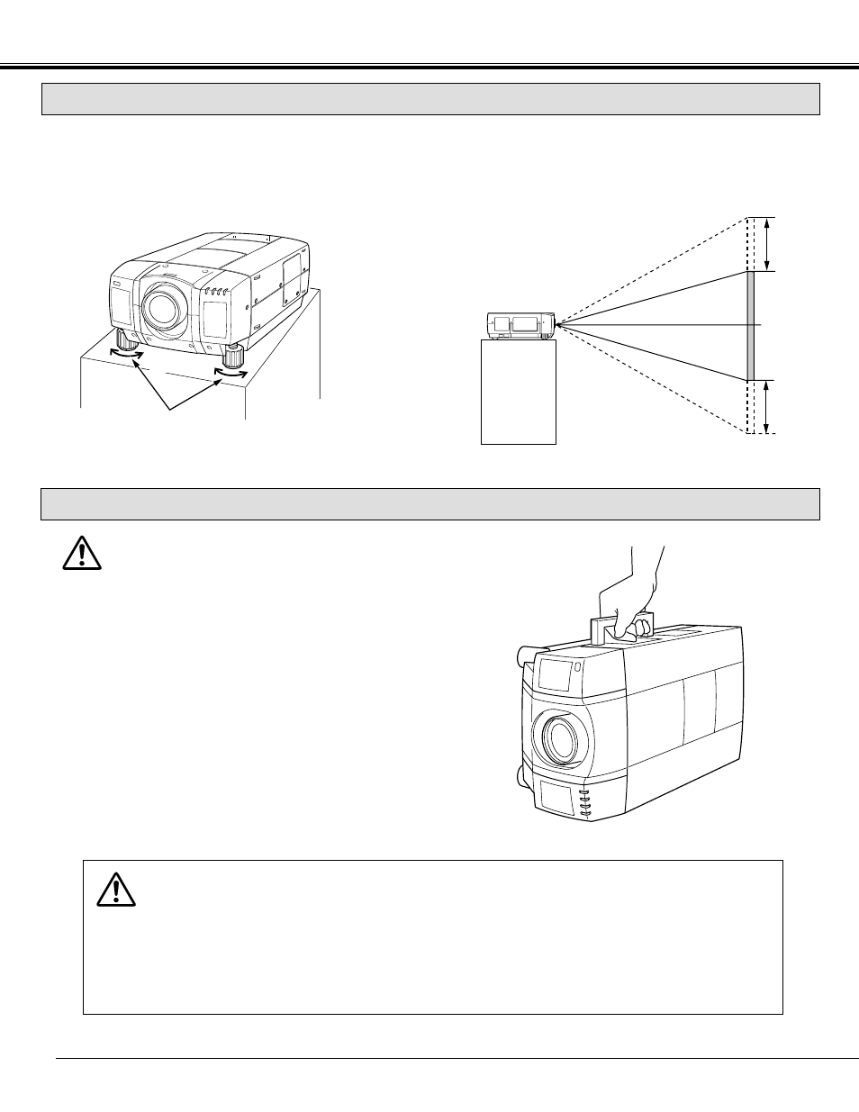 Preparation, Moving the projector, Picture level and tilt adjustment | Sanyo PLC - 12BL User Manual | Page 10 / 56