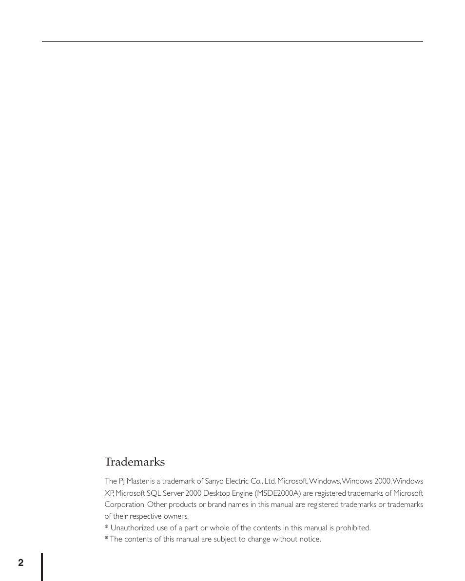 Sanyo PJ MASTER POA-PJNM01 User Manual | Page 2 / 54