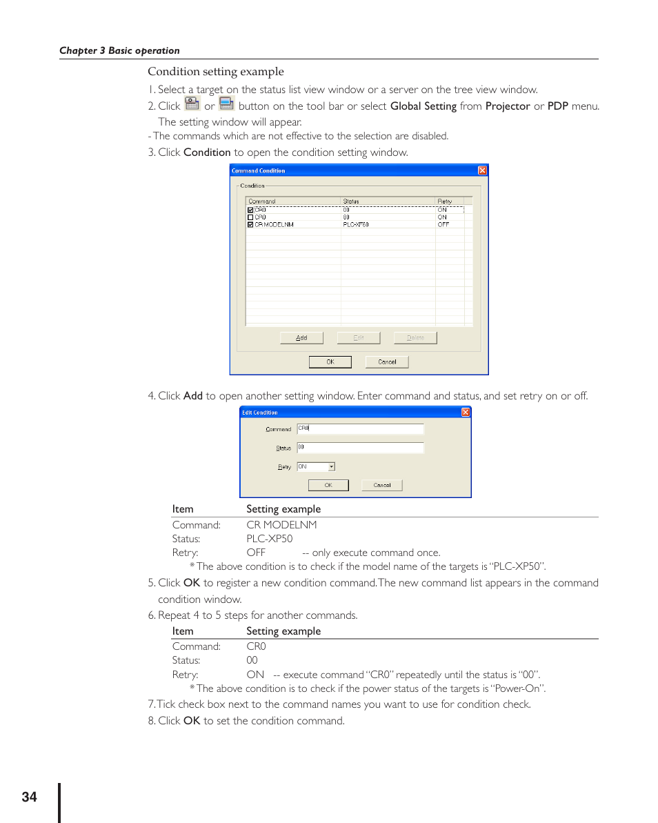 Condition setting example | Sanyo PJ MASTER POA-PJNM01 User Manual | Page 34 / 54