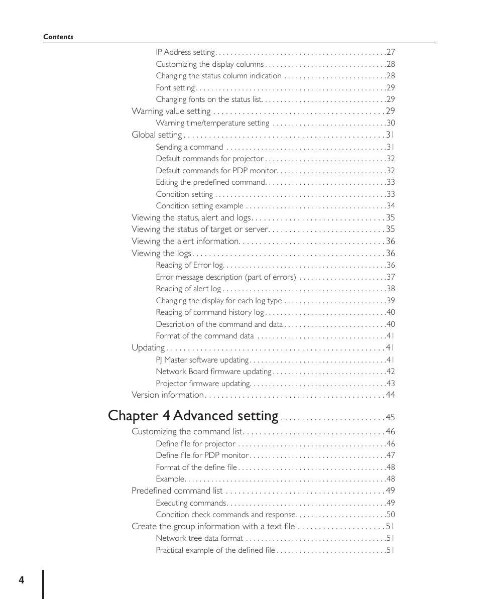 Chapter 4 advanced setting | Sanyo PJ MASTER POA-PJNM01 User Manual | Page 4 / 54