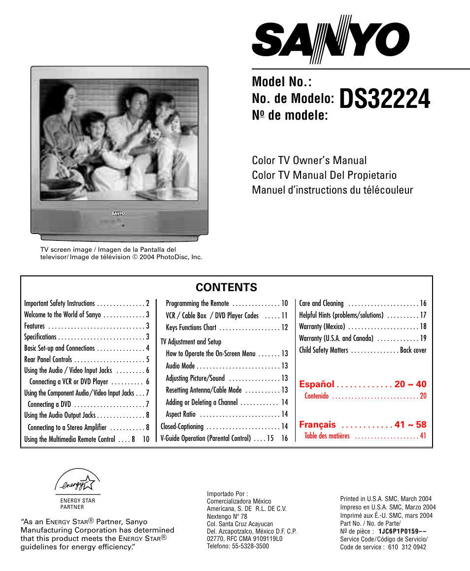 Sanyo DS32224 User Manual | 59 pages