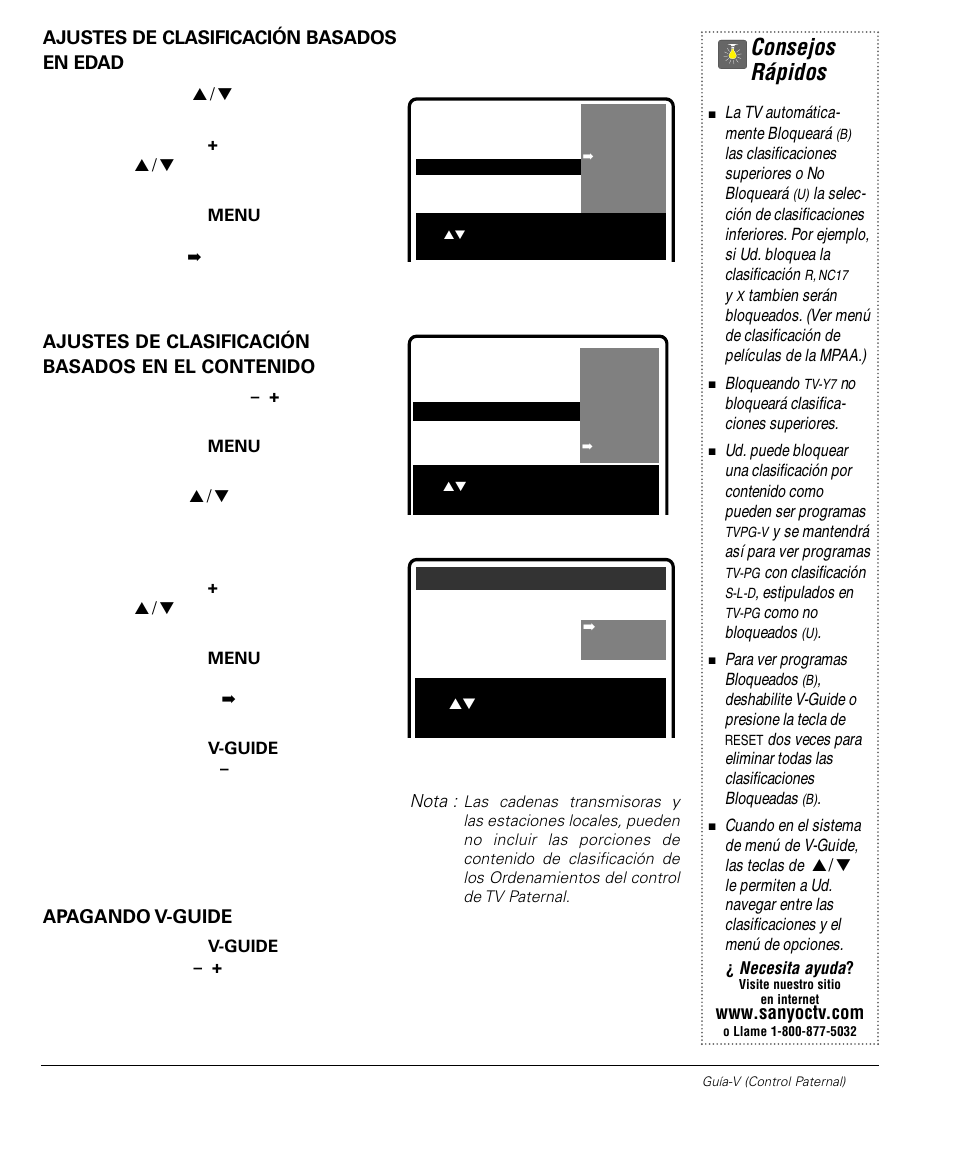 Consejos rápidos | Sanyo DS32224 User Manual | Page 35 / 59