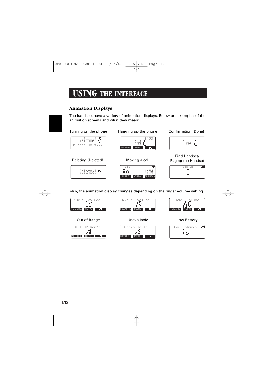Using, The interface, Welcome | Done, Deleted | Sanyo CLT-D5880 User Manual | Page 14 / 60