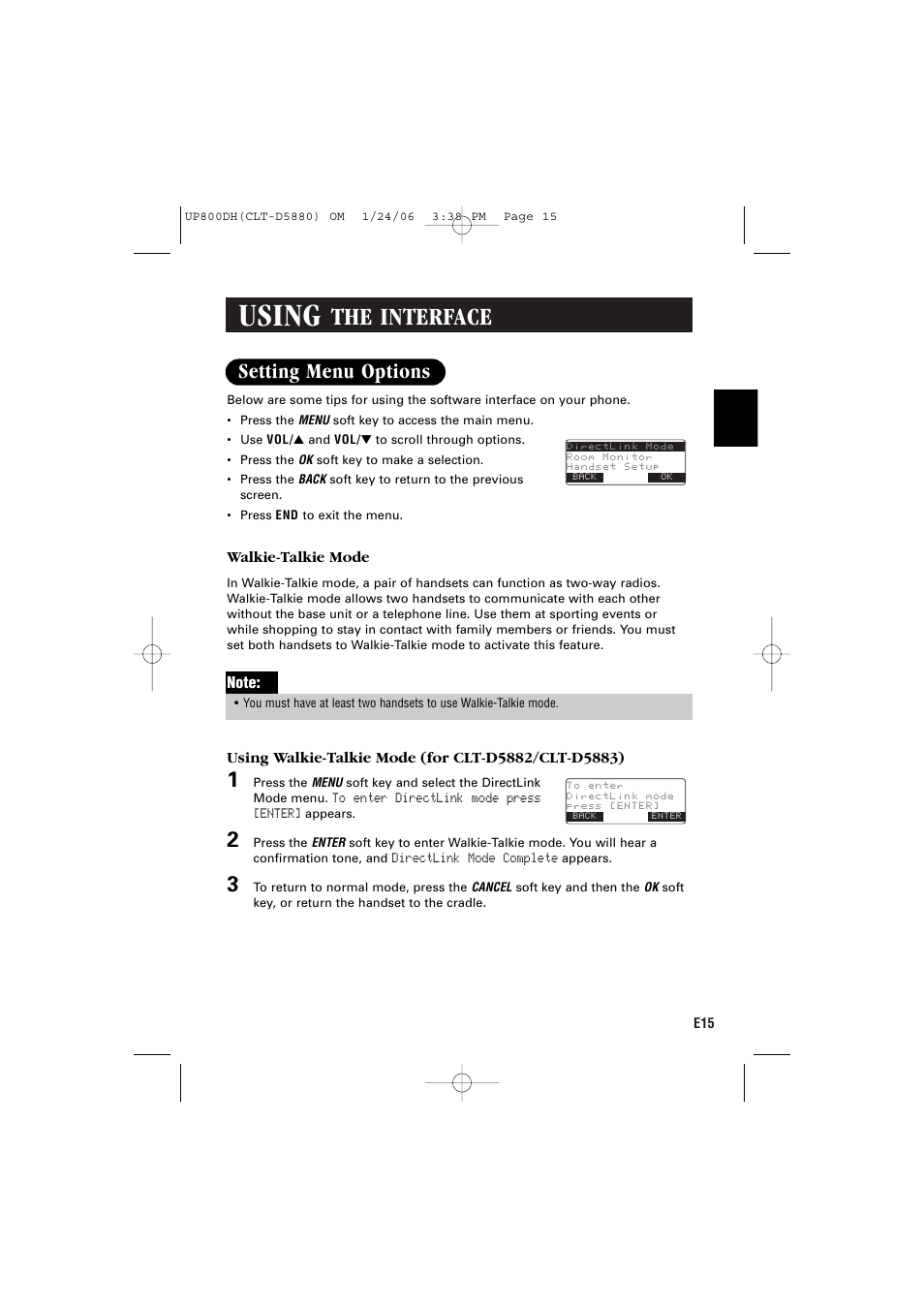 Using, The interface, Setting menu options | Sanyo CLT-D5880 User Manual | Page 17 / 60