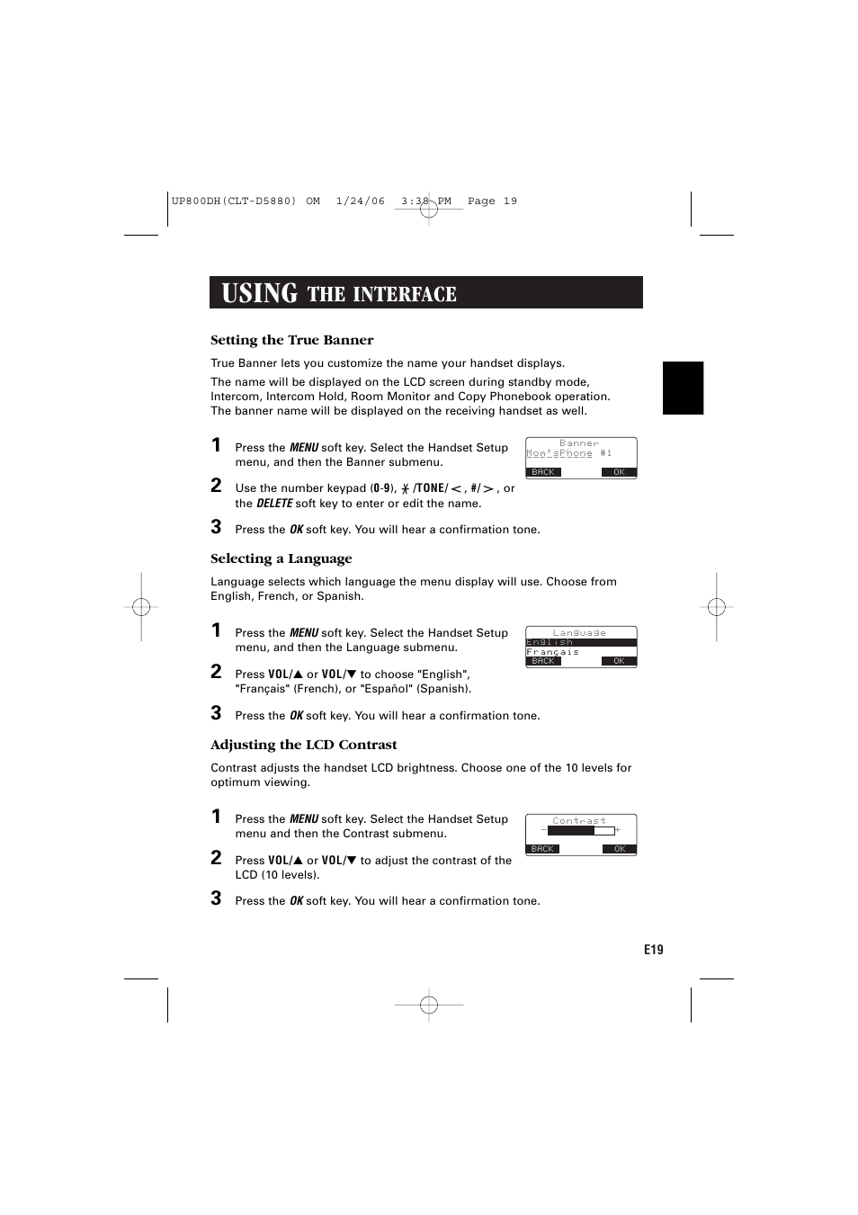 Using, The interface | Sanyo CLT-D5880 User Manual | Page 21 / 60
