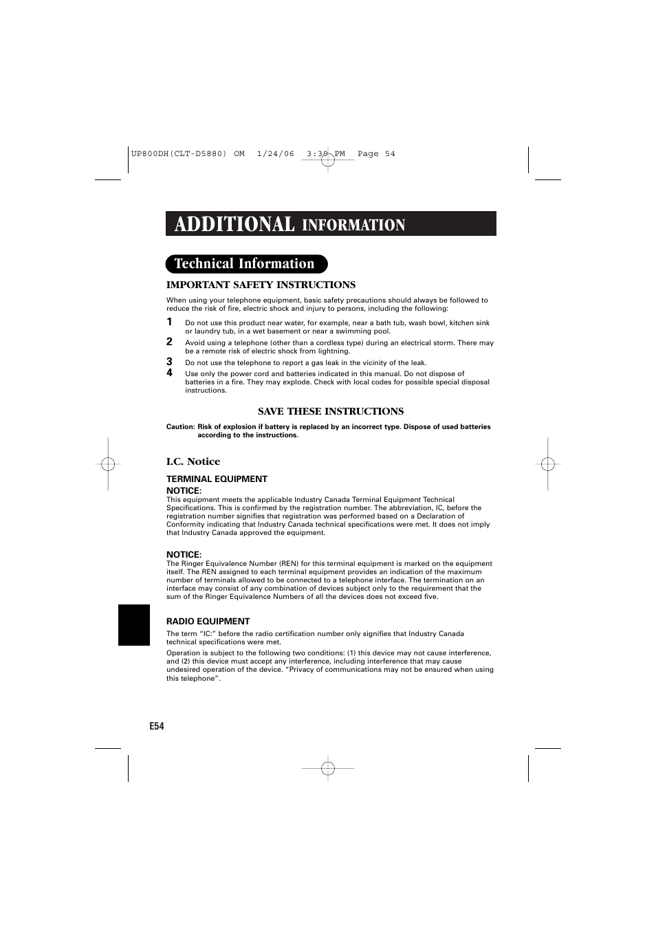 Additional, Information, Technical information | Sanyo CLT-D5880 User Manual | Page 56 / 60