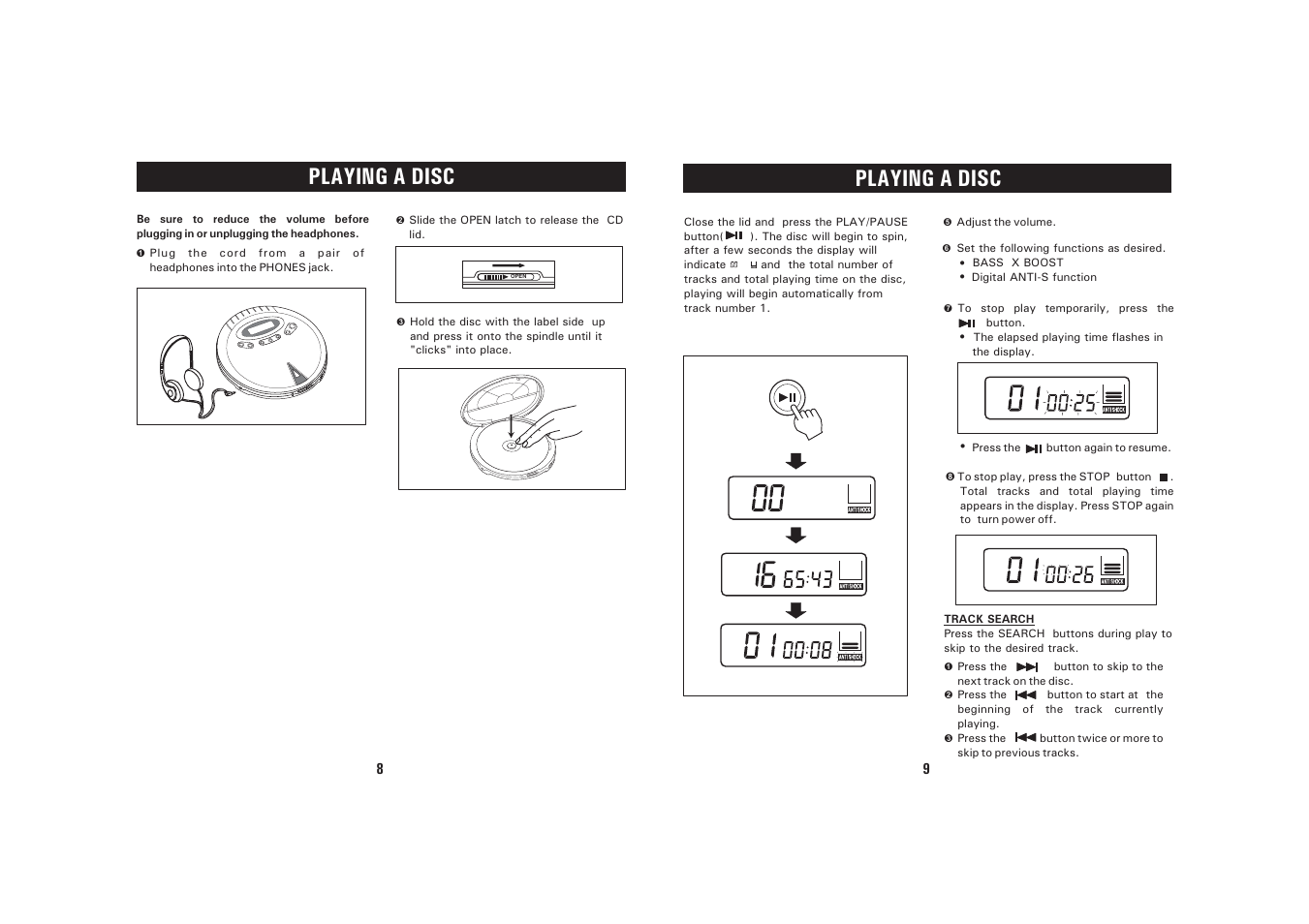 Playing a disc, O p e n | Sanyo CDP-244CRB User Manual | Page 5 / 9