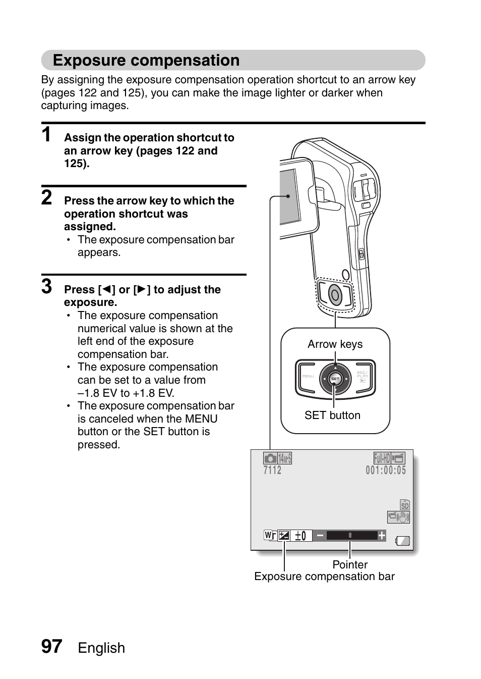 Exposure compensation | Sanyo XACTI VPC-CA100EX User Manual | Page 122 / 202