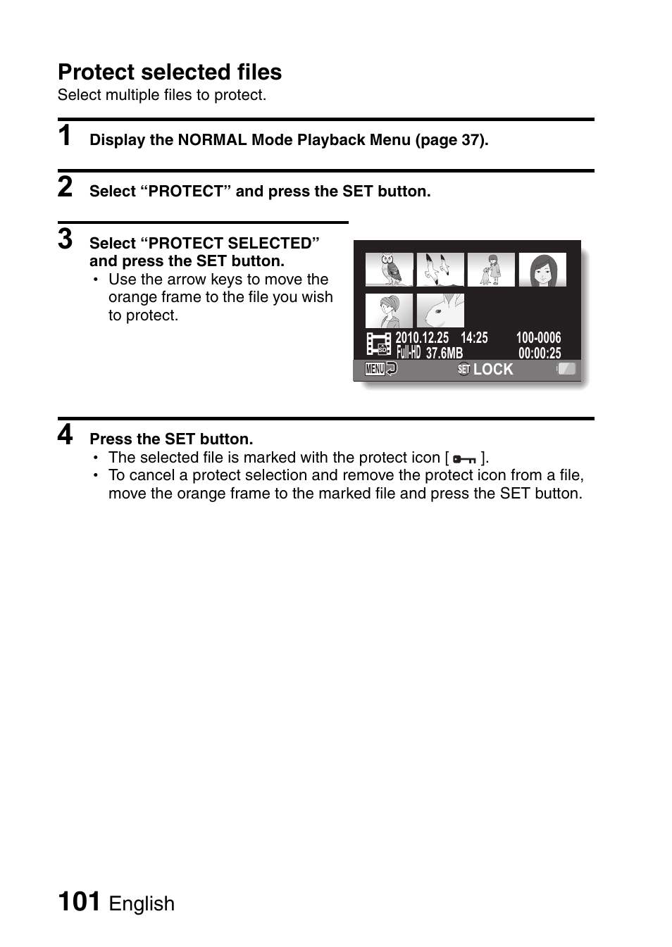 Protect selected files | Sanyo XACTI VPC-CA100EX User Manual | Page 126 / 202