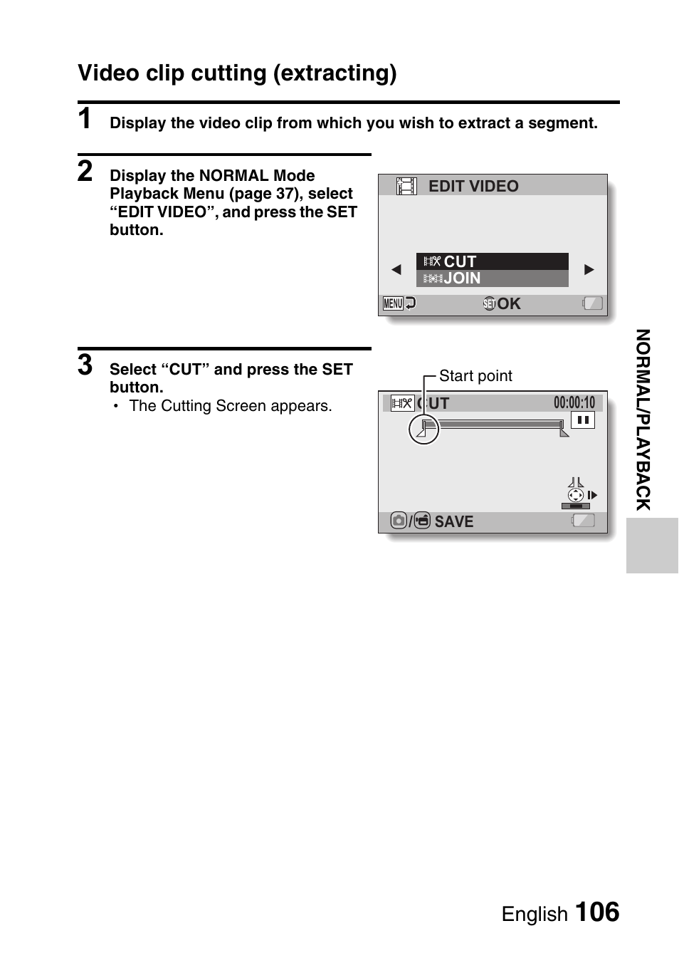 Video clip cutting (extracting) | Sanyo XACTI VPC-CA100EX User Manual | Page 131 / 202