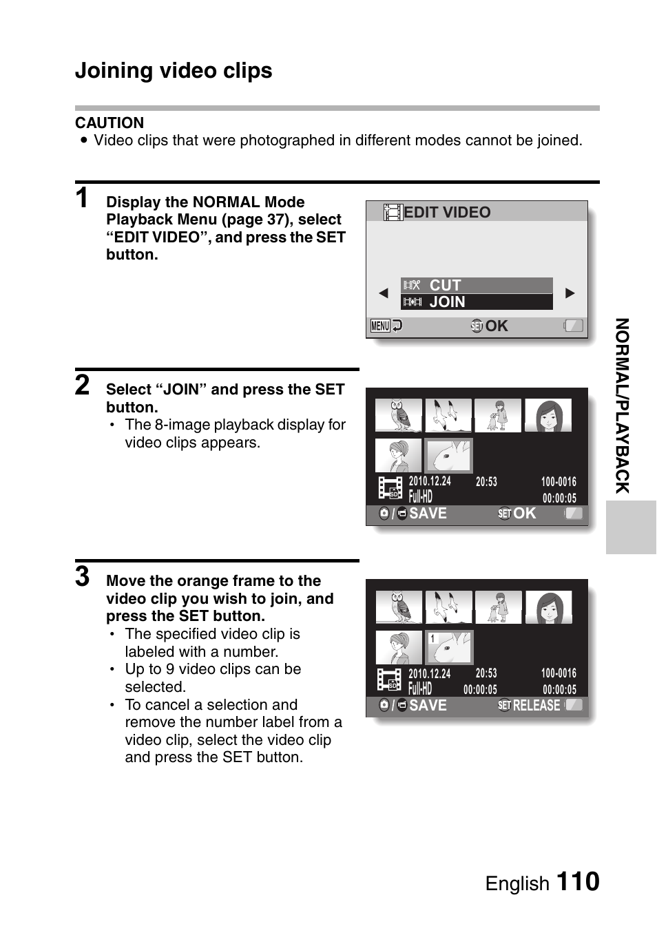 Joining video clips, English | Sanyo XACTI VPC-CA100EX User Manual | Page 135 / 202