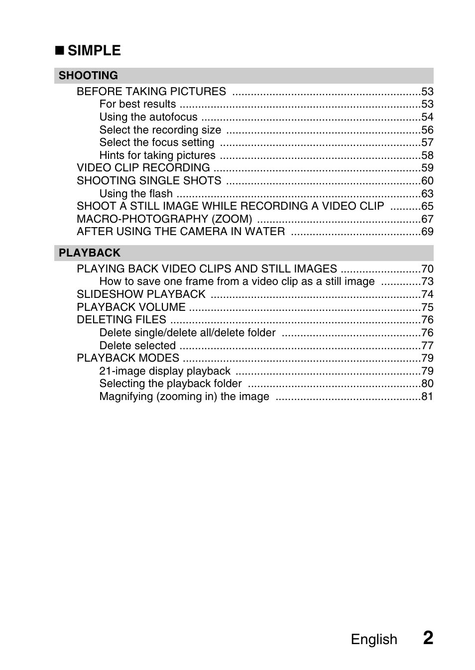 English, Simple | Sanyo XACTI VPC-CA100EX User Manual | Page 27 / 202
