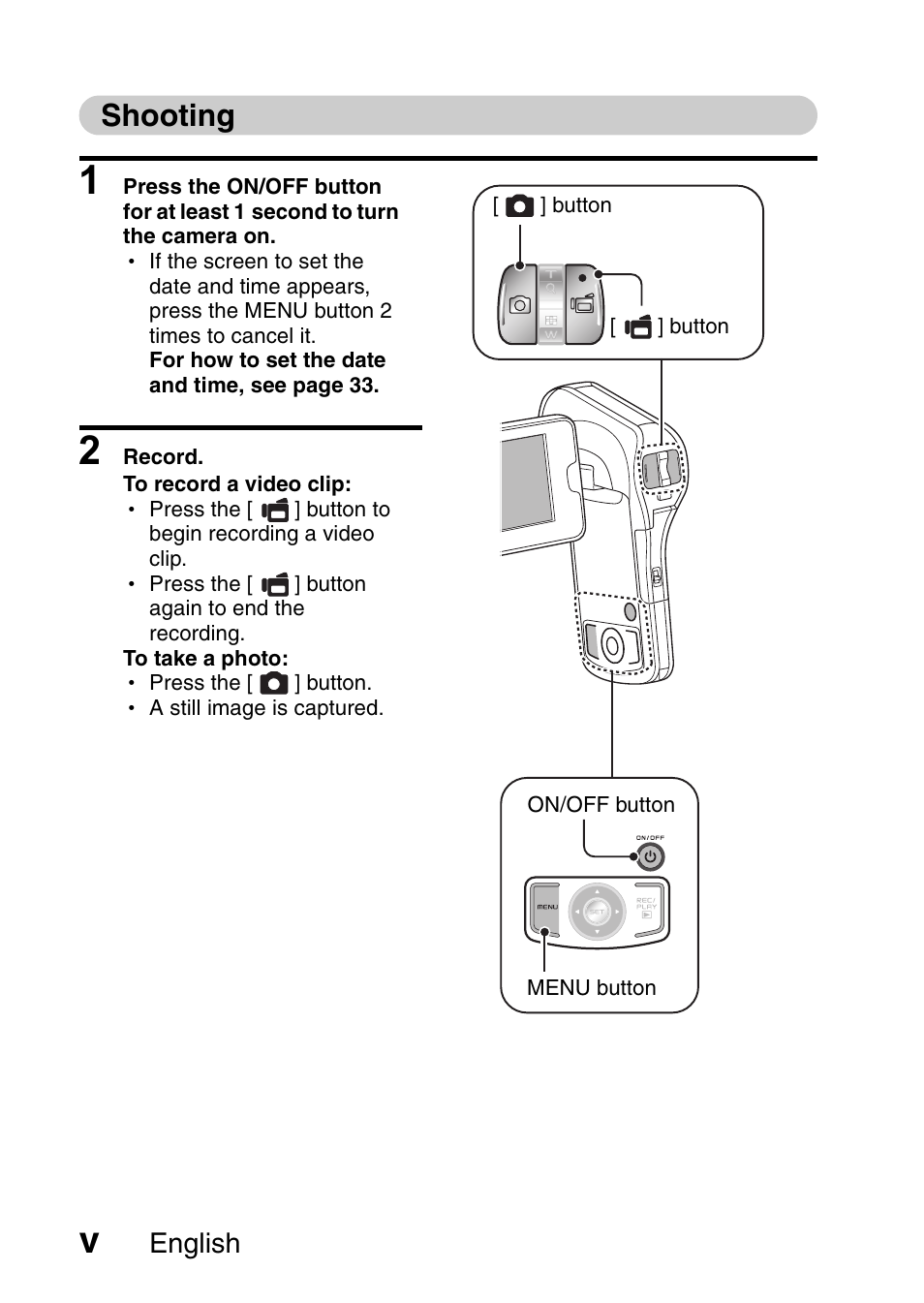 Shooting, English | Sanyo XACTI VPC-CA100EX User Manual | Page 6 / 202