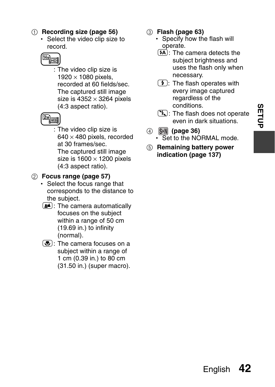 Es 42 and, English | Sanyo XACTI VPC-CA100EX User Manual | Page 67 / 202