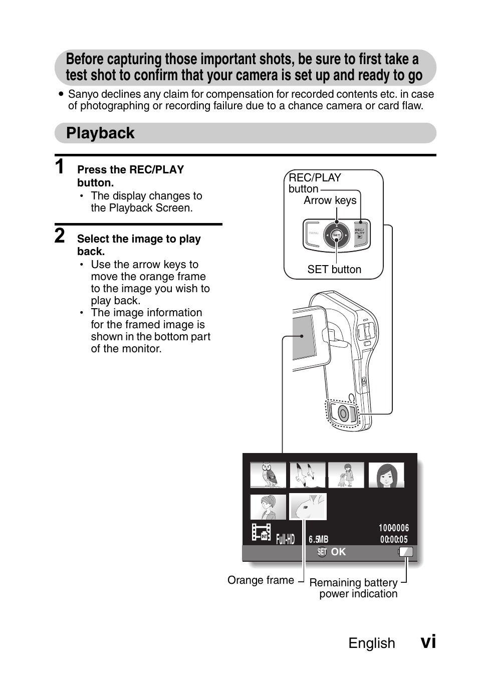 Playback, English | Sanyo XACTI VPC-CA100EX User Manual | Page 7 / 202
