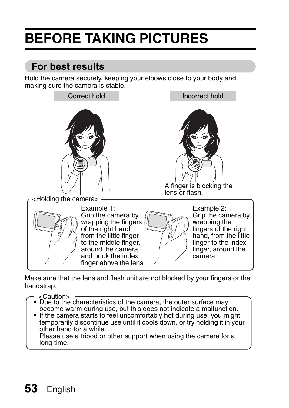 Simple, Shooting, Before taking pictures | For best results, English | Sanyo XACTI VPC-CA100EX User Manual | Page 78 / 202