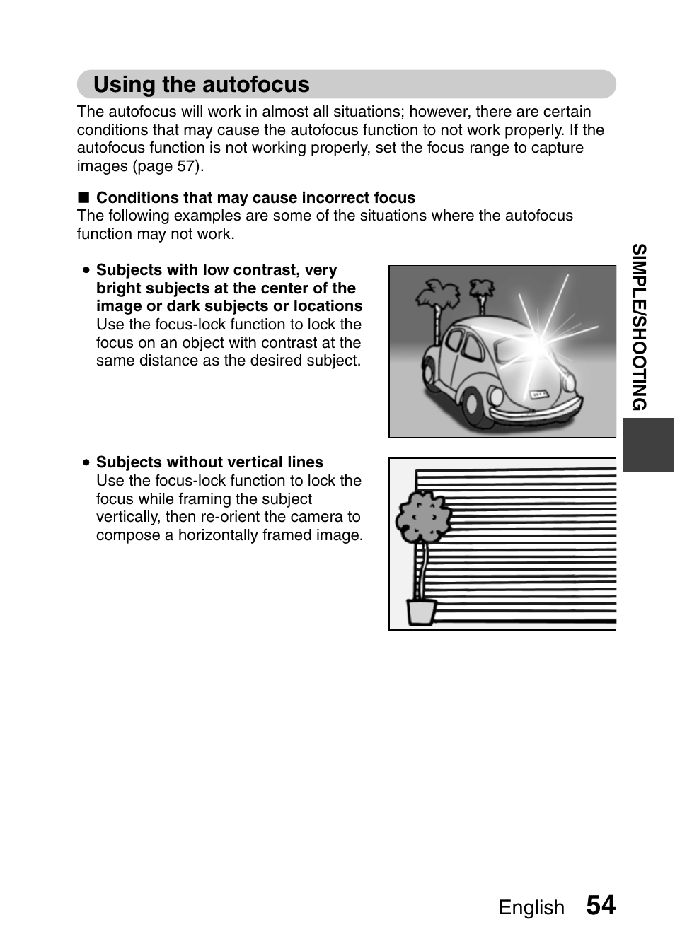 Using the autofocus, English | Sanyo XACTI VPC-CA100EX User Manual | Page 79 / 202