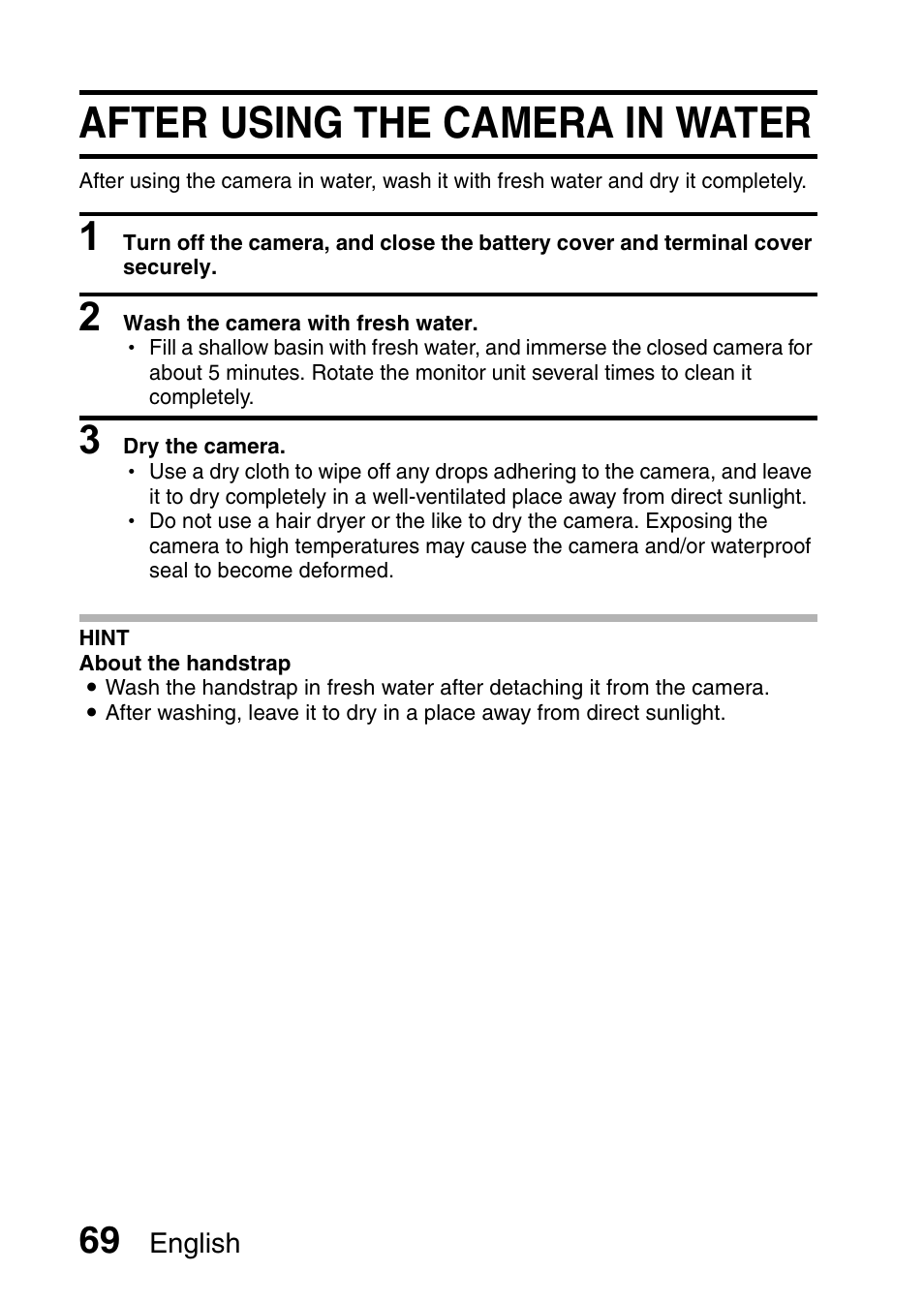 After using the camera in water | Sanyo XACTI VPC-CA100EX User Manual | Page 94 / 202