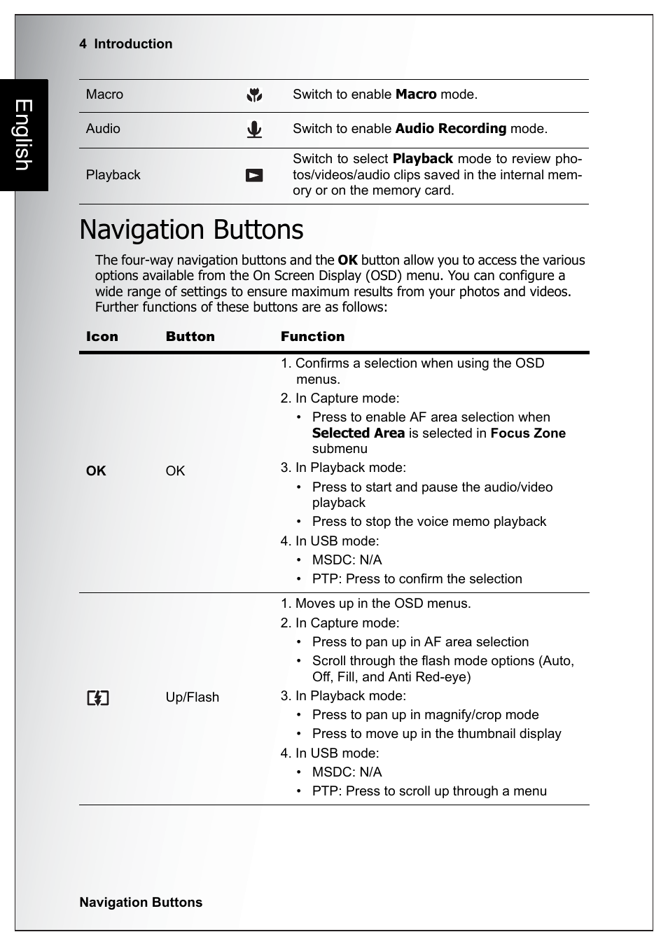 Navigation buttons, English | Sanyo Xacti VPC-E760 User Manual | Page 18 / 62