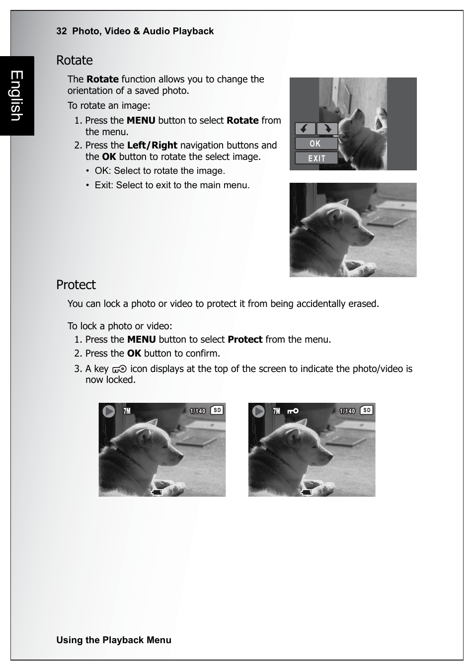 Rotate, Protect, Rotate protect | English | Sanyo Xacti VPC-E760 User Manual | Page 46 / 62
