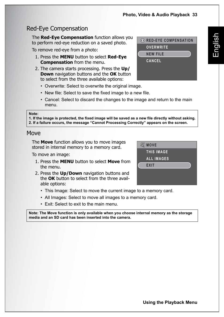Red-eye compensation, Move, Red-eye compensation move | English | Sanyo Xacti VPC-E760 User Manual | Page 47 / 62