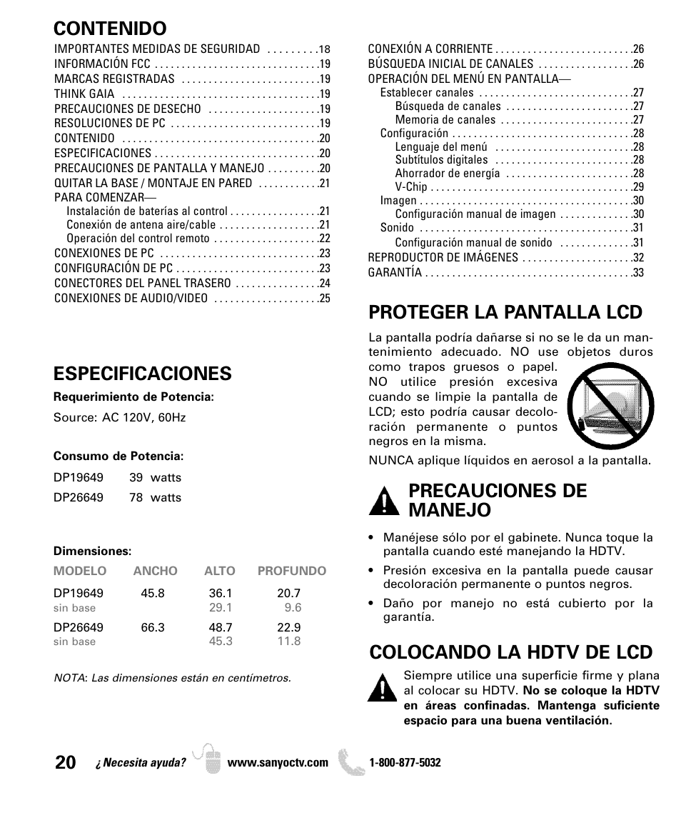 Sanyo DP26649 User Manual | Page 20 / 48