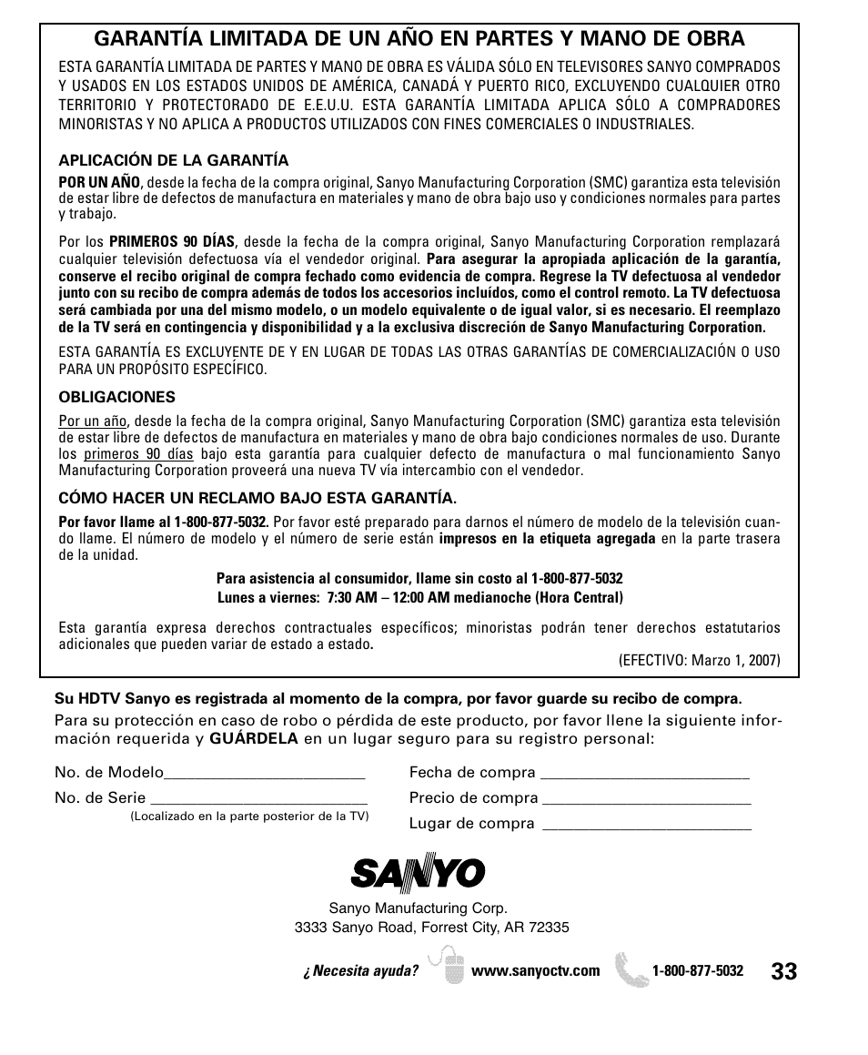 Sanyo DP26649 User Manual | Page 33 / 48