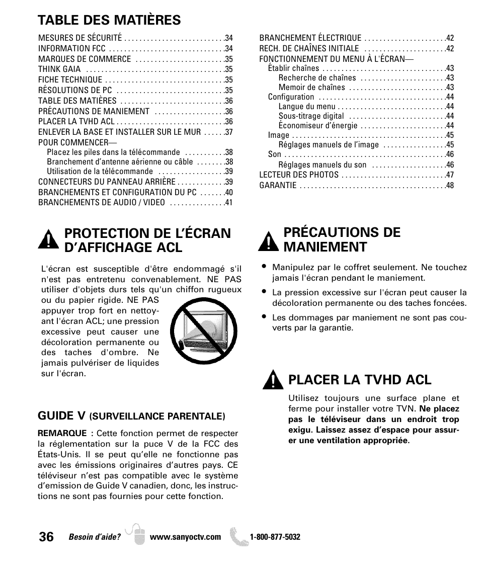 Sanyo DP26649 User Manual | Page 36 / 48