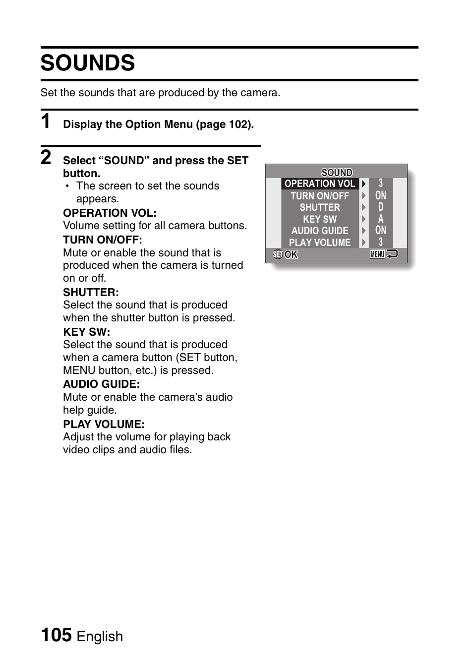 Sounds, English | Sanyo VPC-E10EX User Manual | Page 116 / 166