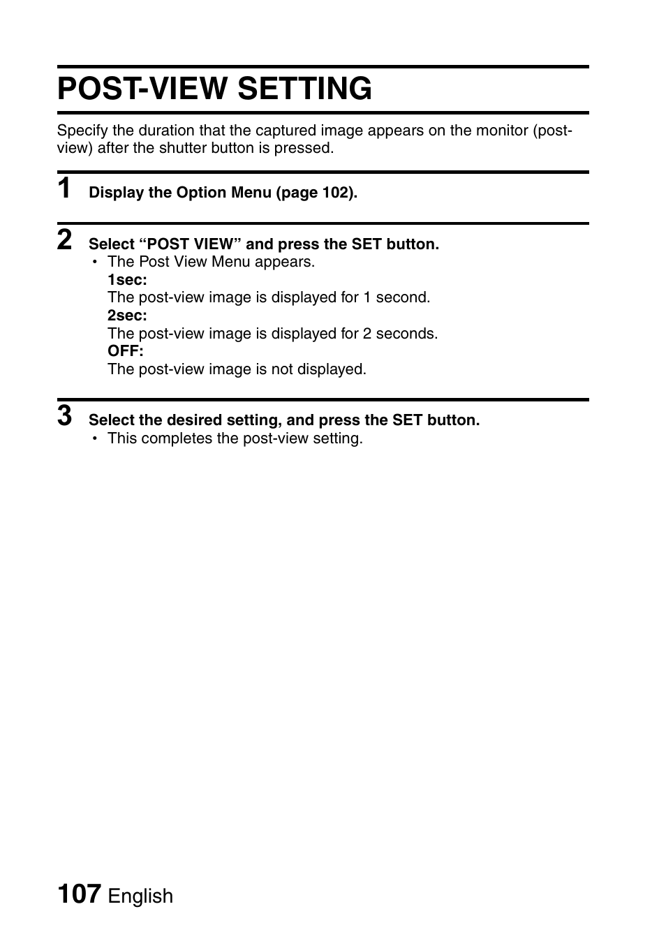 Post-view setting | Sanyo VPC-E10EX User Manual | Page 118 / 166