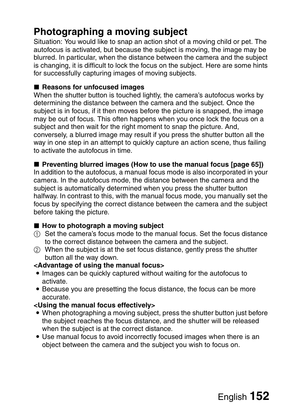 Photographing a moving subject, English | Sanyo VPC-E10EX User Manual | Page 163 / 166