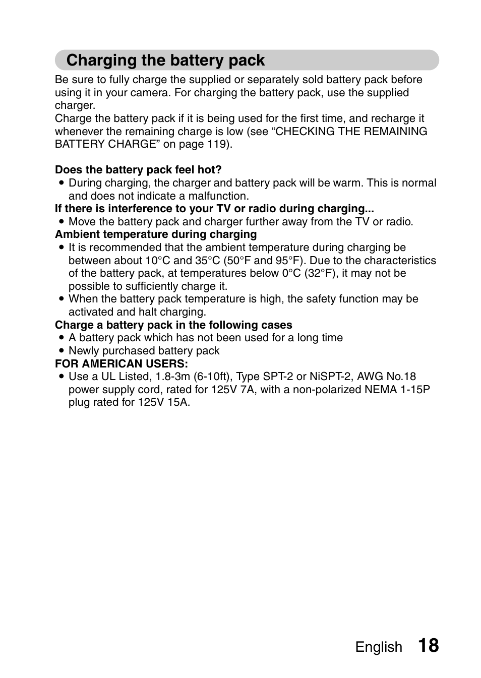 Charging the battery pack, English | Sanyo VPC-E10EX User Manual | Page 29 / 166