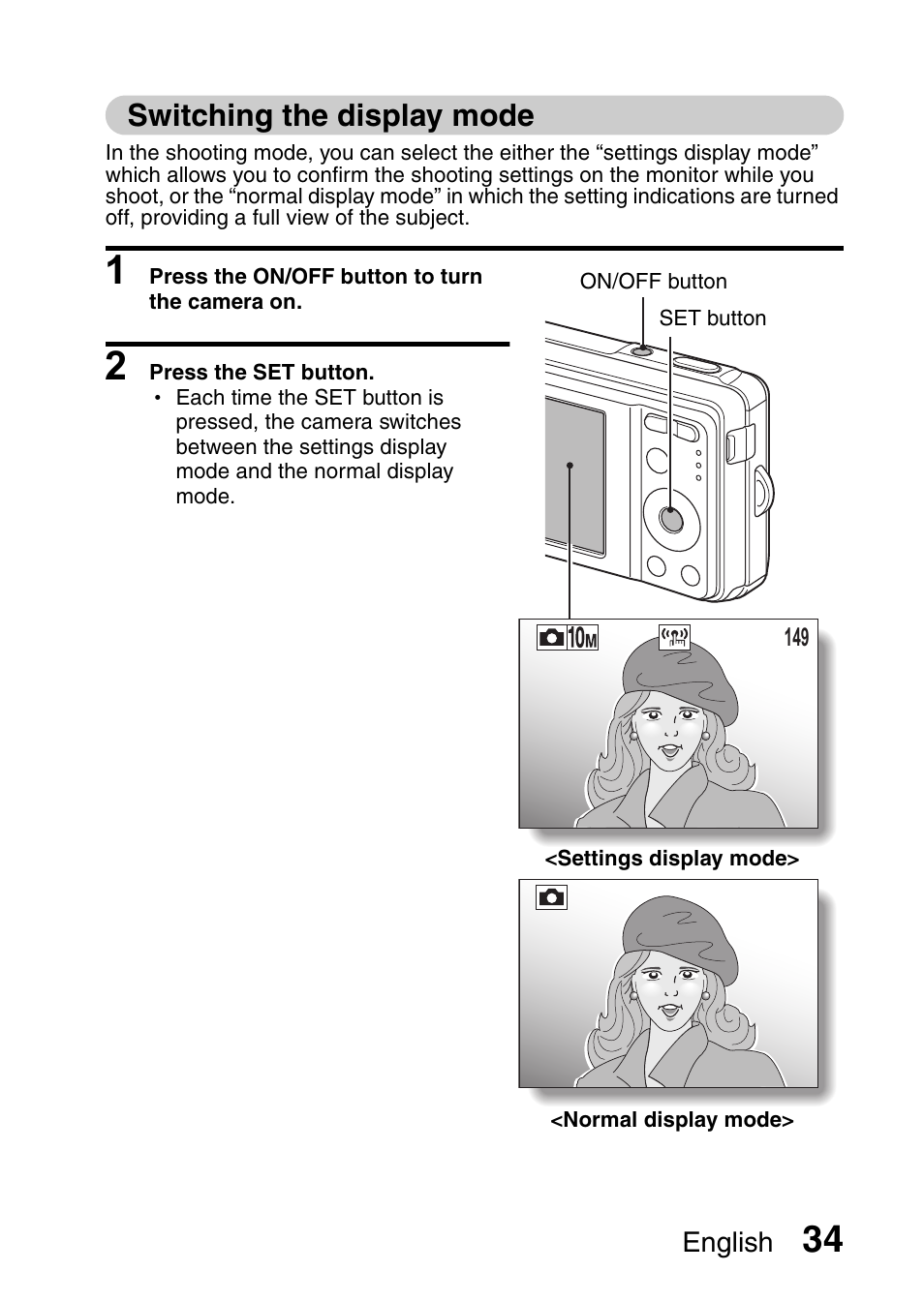 Switching the display mode | Sanyo VPC-E10EX User Manual | Page 45 / 166