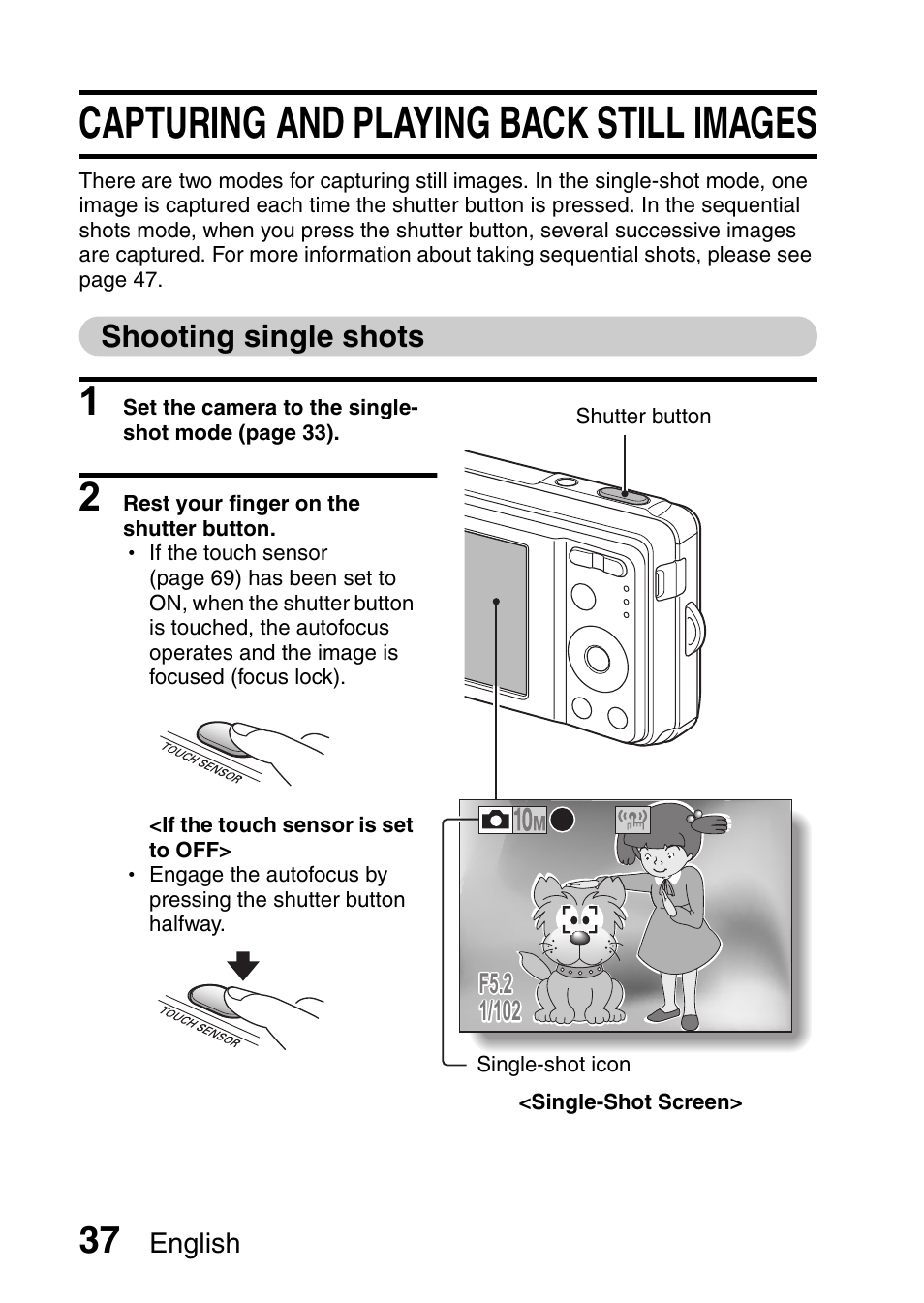 Capturing and playing back still images | Sanyo VPC-E10EX User Manual | Page 48 / 166