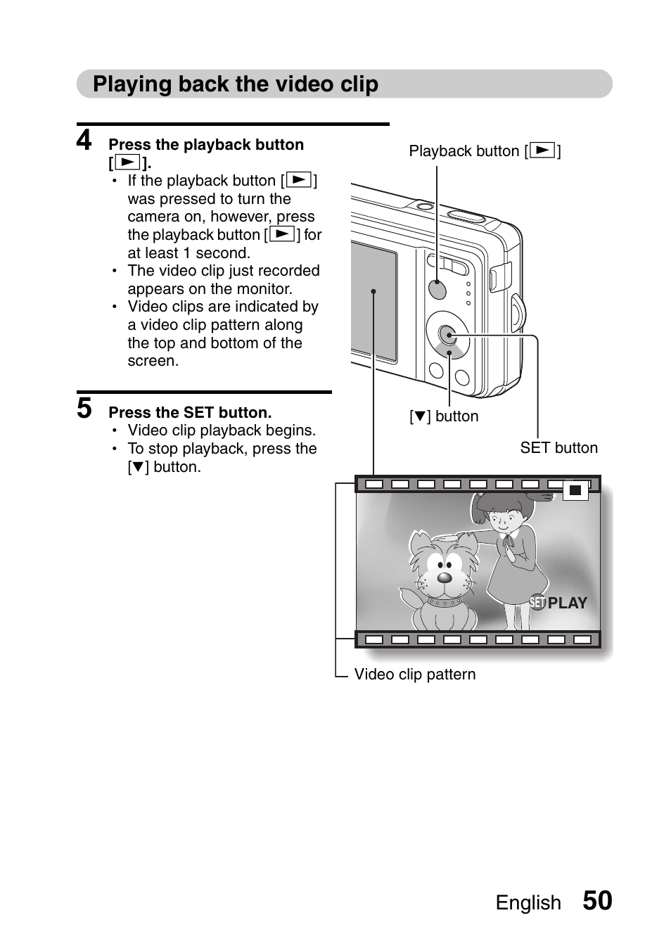 Playing back the video clip | Sanyo VPC-E10EX User Manual | Page 61 / 166