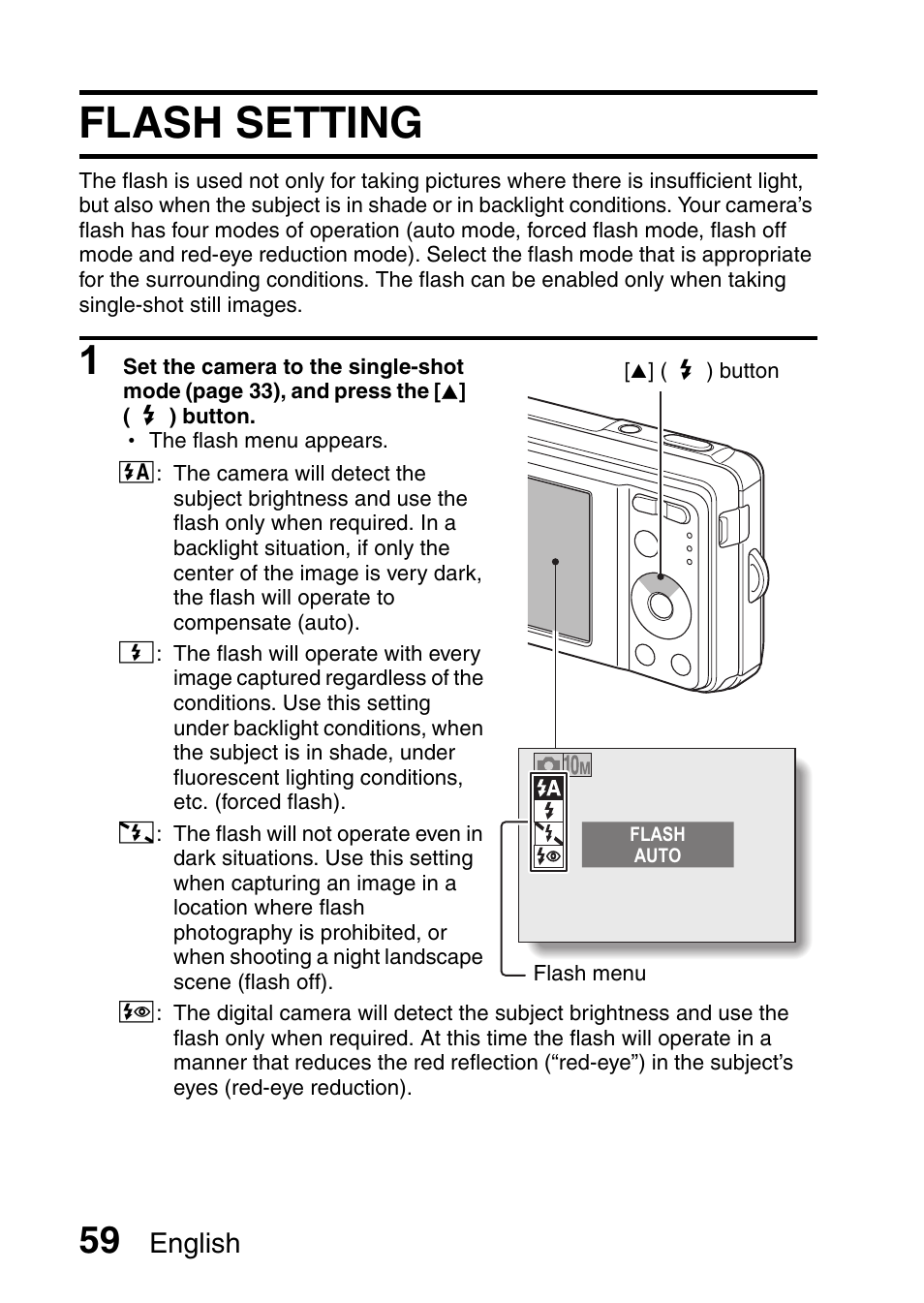 Flash setting, English | Sanyo VPC-E10EX User Manual | Page 70 / 166