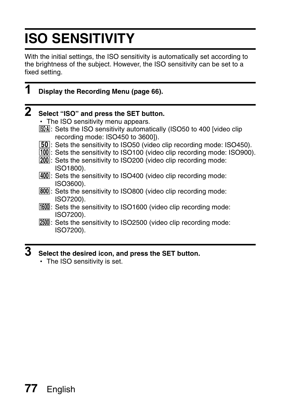 Iso sensitivity | Sanyo VPC-E10EX User Manual | Page 88 / 166