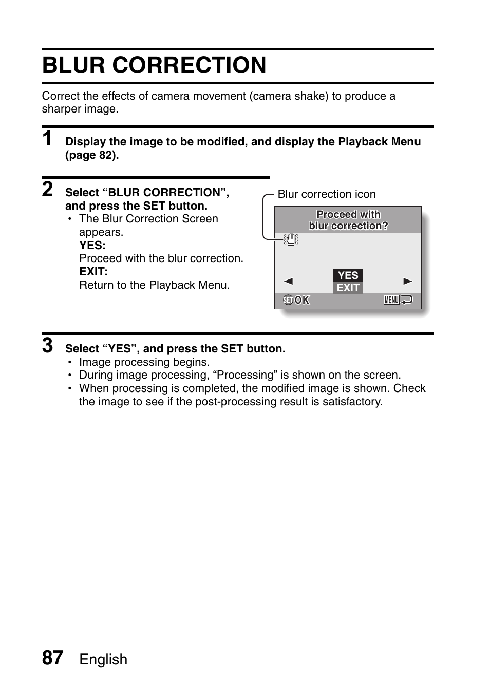 Blur correction, English | Sanyo VPC-E10EX User Manual | Page 98 / 166